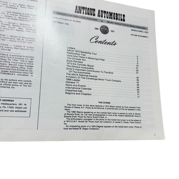 Antique Automobile 1972 Magazine March-April Volume 36 Issue 2 - Picture 4 of 4